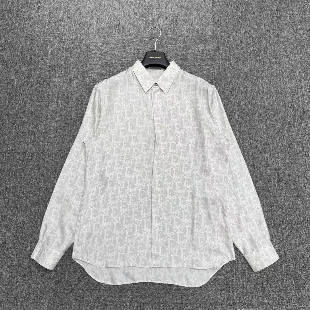 99新 DIOR/迪奥 Dior 满印老花桑蚕丝衬衫/42码/编码16024