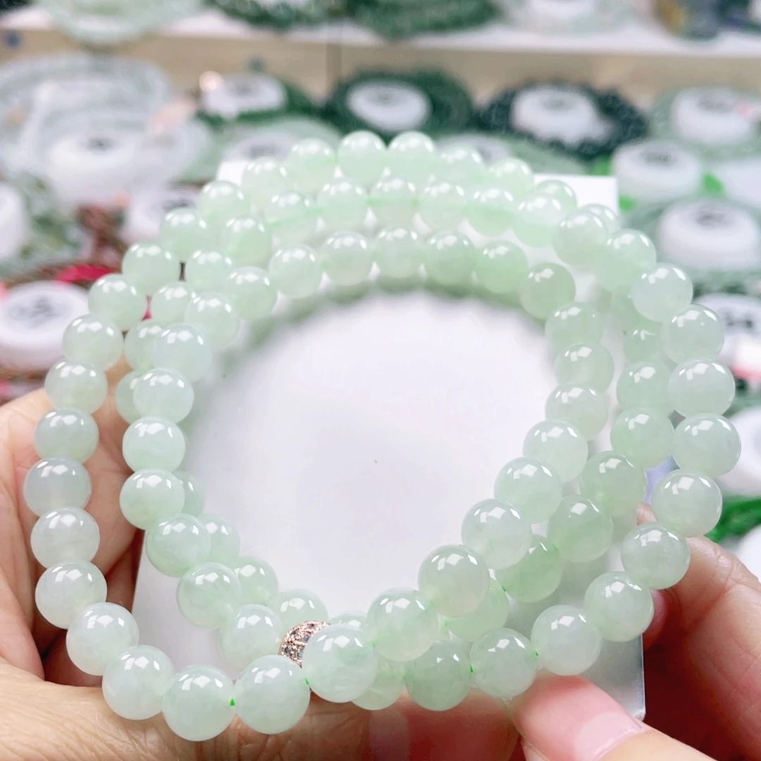 翡翠未镶嵌项链天然翡翠项链8.0mm左右