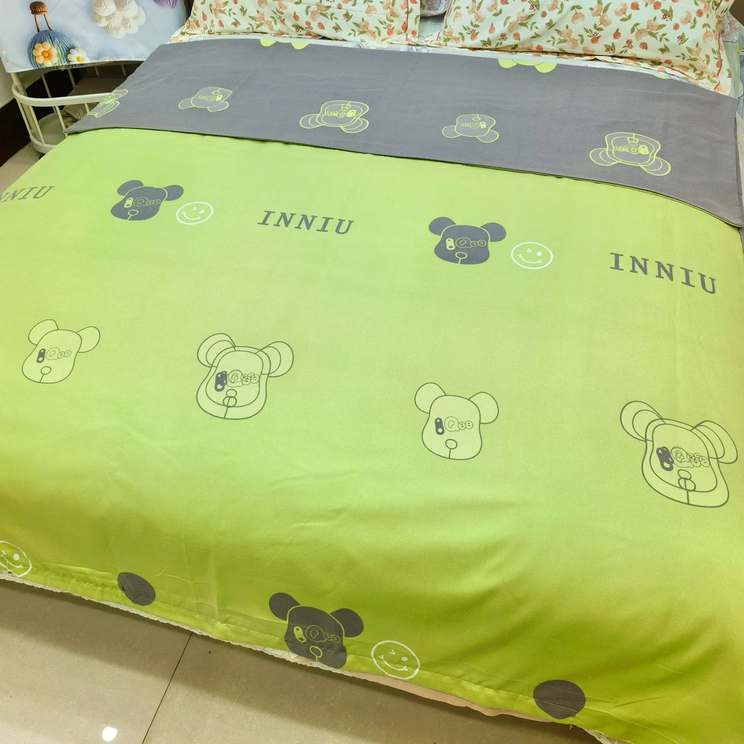 （绿色小熊）新款 加厚双人单人被套被罩26