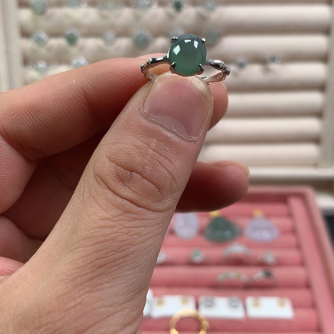 ****。翡翠银S925镶嵌戒指657