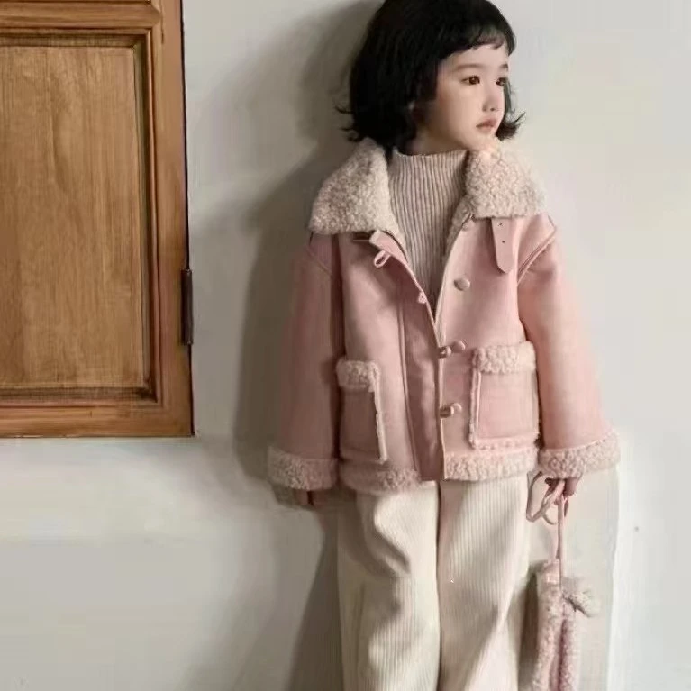 1017女童外套2025秋新款女孩秋装儿童宝宝皮毛一体秋季加绒上衣