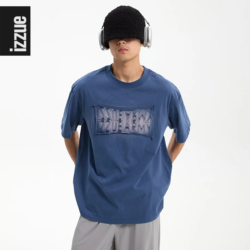 I.T izzue【设计师线】纯棉夏季高级感宽松洗水圆领男女男款T恤百搭