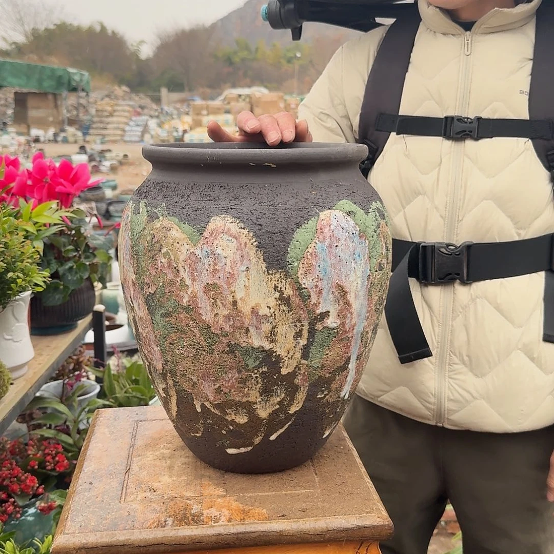 紫砂花盆口22高34（一个泼墨工艺品新款大号