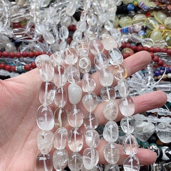 玛瑙/玉髓珠宝半成品合金一条12x15mm白水晶