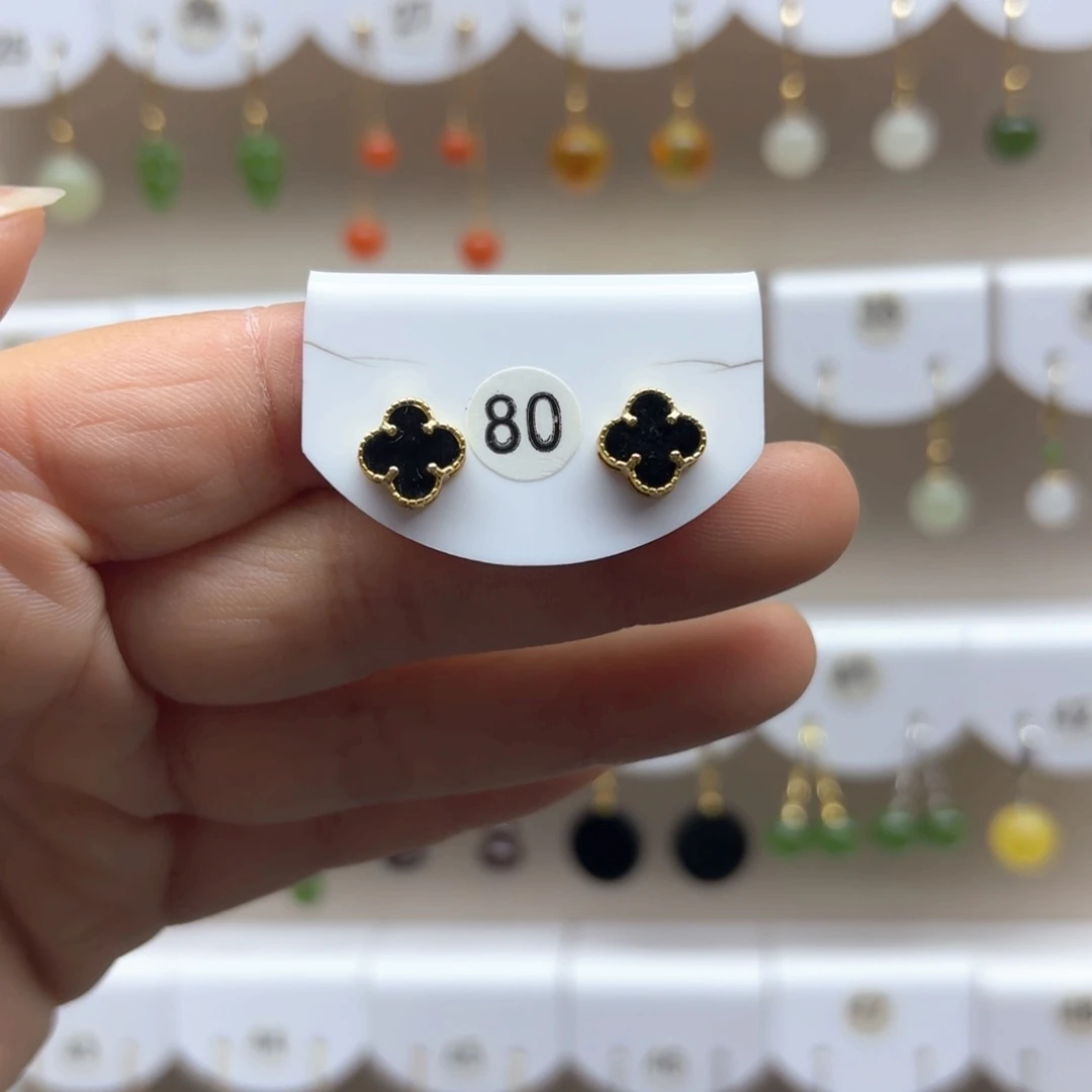 和田玉耳饰银S925镶嵌