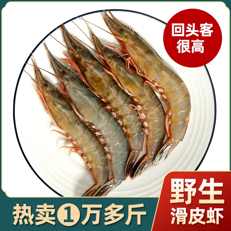 舟山野生新鲜青壳滑皮虾条虾剑虾200g/盒 大小规格1斤45只左右