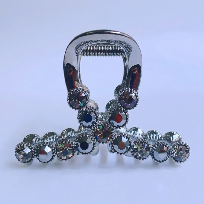 新款发夹高档矿黑奥钻后脑勺盘发鲨鱼夹气质时尚满钻抓夹精致