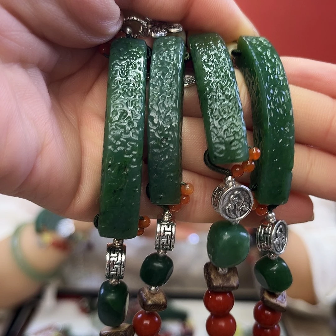 和田玉（碧玉）手链未镶嵌方糖发其一