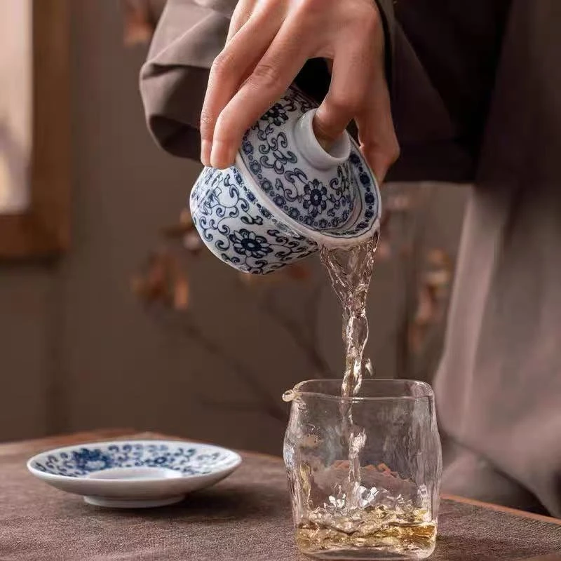 可悬停盖碗茶杯青花三才盖碗叁-TJ023 (2)