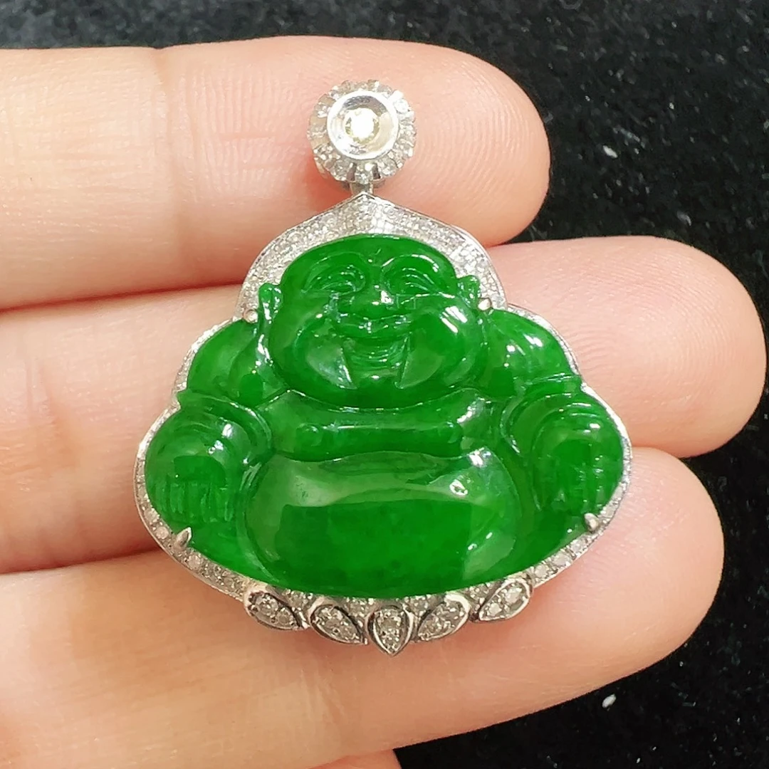 翡翠18K金镶嵌吊坠(不含链)