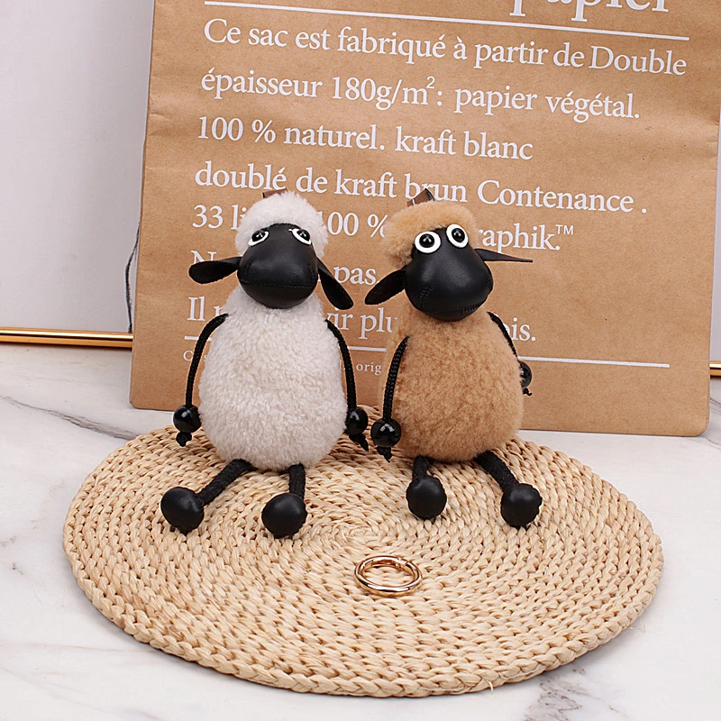 【小羊肖恩】真羊毛皮毛一体包挂件可爱钥匙扣儿童礼物车挂饰便携款