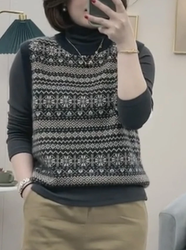 安潮秀A 6630--秋冬韩货定制复古针织毛马夹