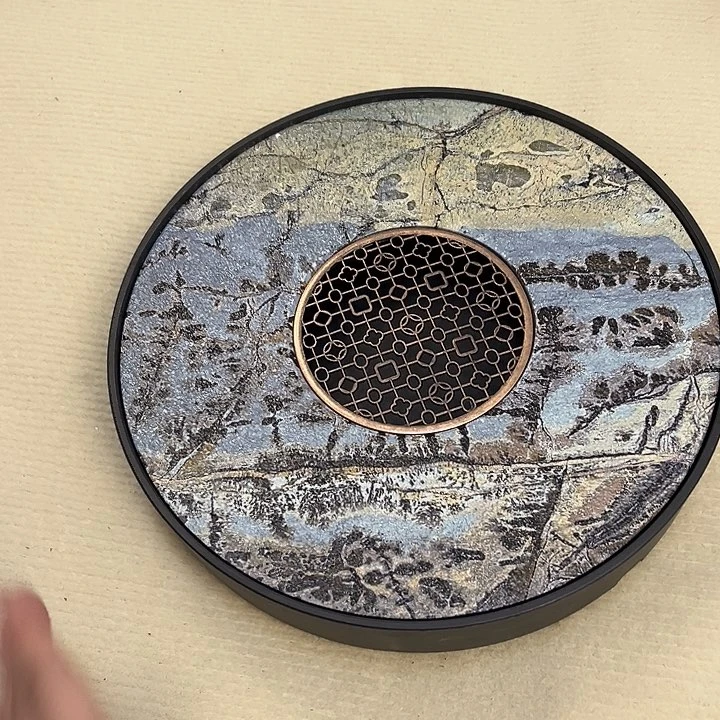 雪景石材直径25蓄水茶盘
