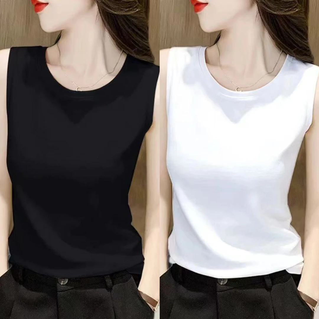 夏季纯色吊带背心女士宽松慵懒风打底夏天可外穿薄款上衣无袖T恤