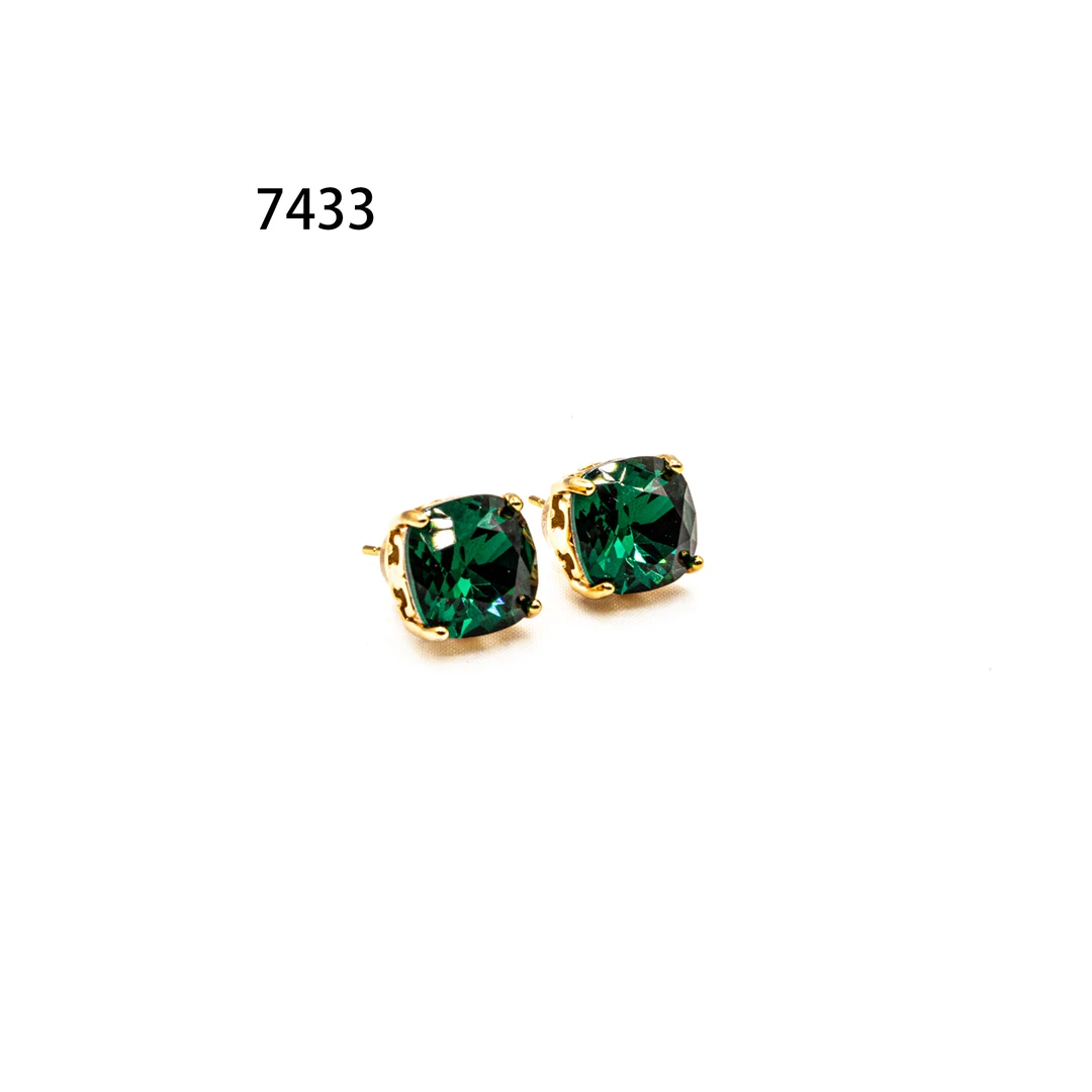 铜合金耳饰 简约镶嵌个性气质耳环小众设计高级感耳钉耳饰～7433