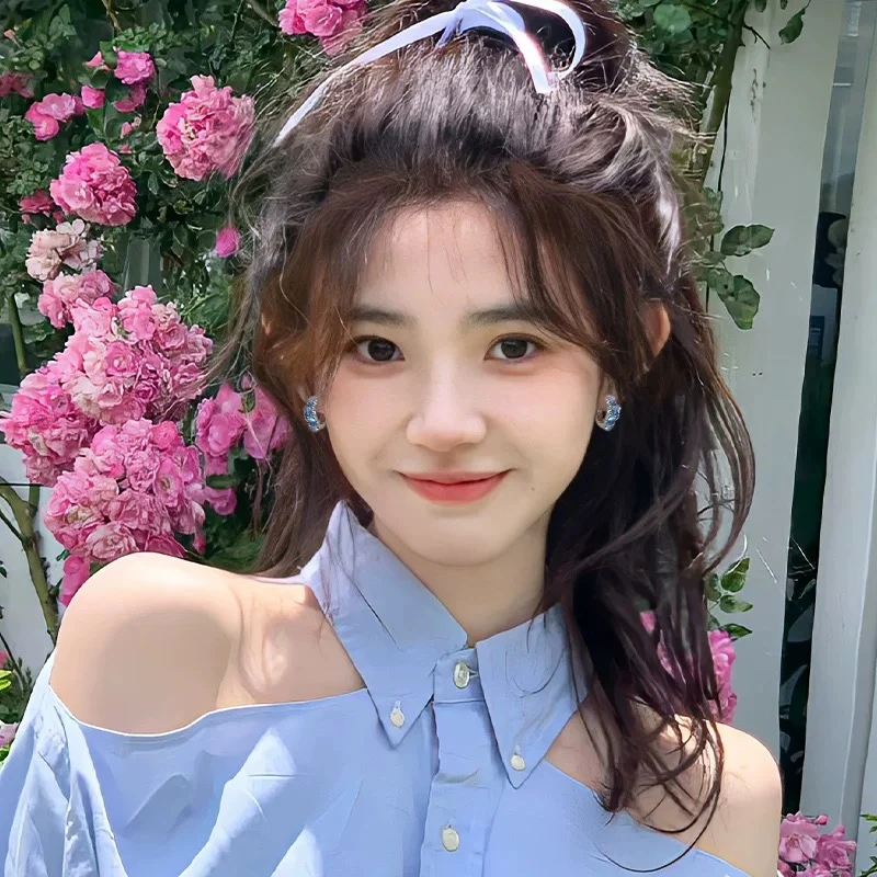 钛钢锆石耳饰 蓝色女几何形气质耳环黑色边夹百搭超仙夏季1500