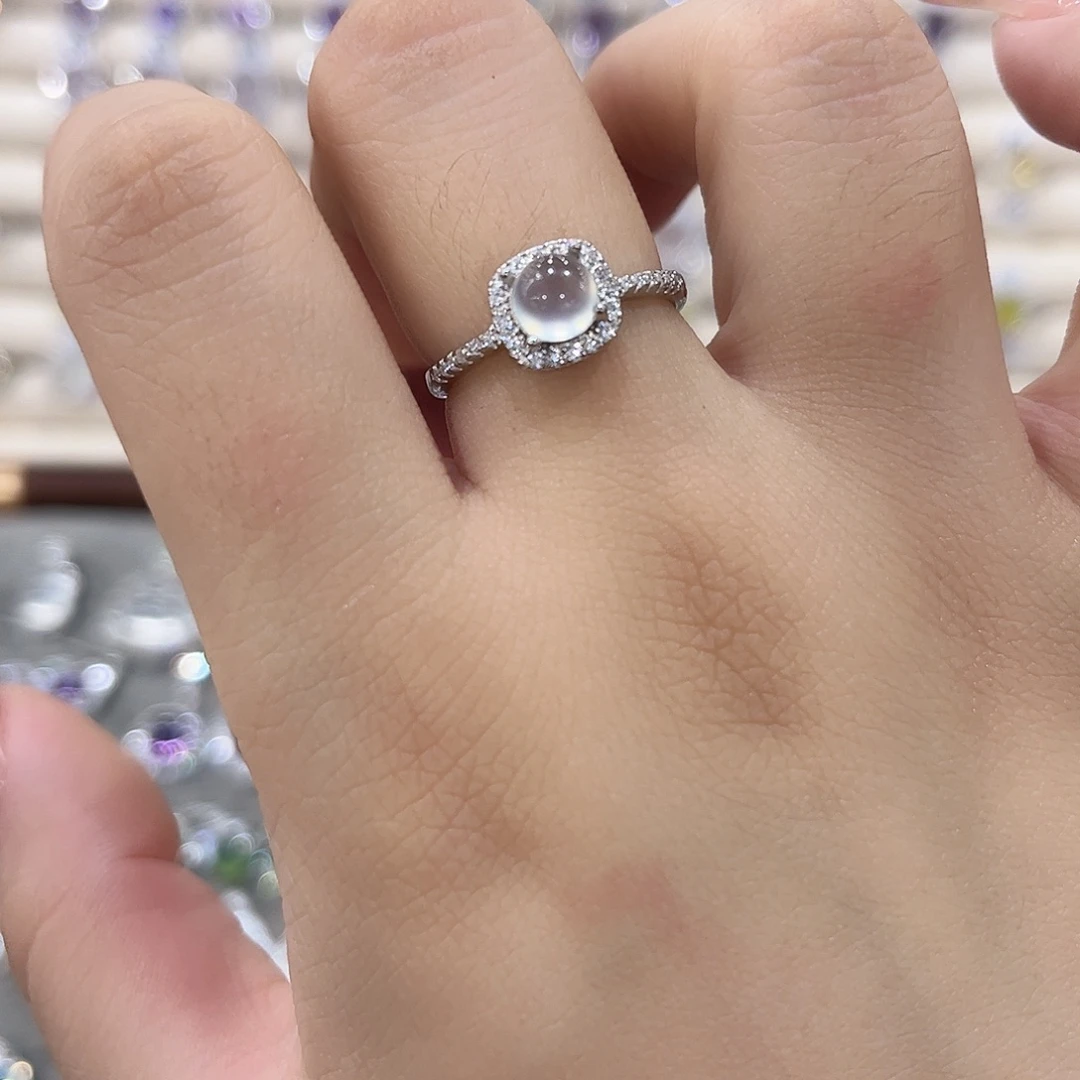 蛇纹石玉银S925镶嵌戒指