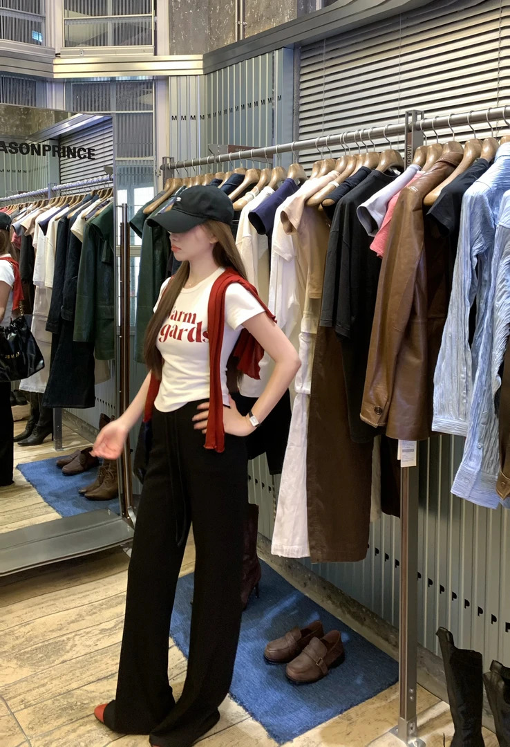 设计感美式辣妹正肩短袖t恤女字母印花2025夏季新款显瘦百搭上衣