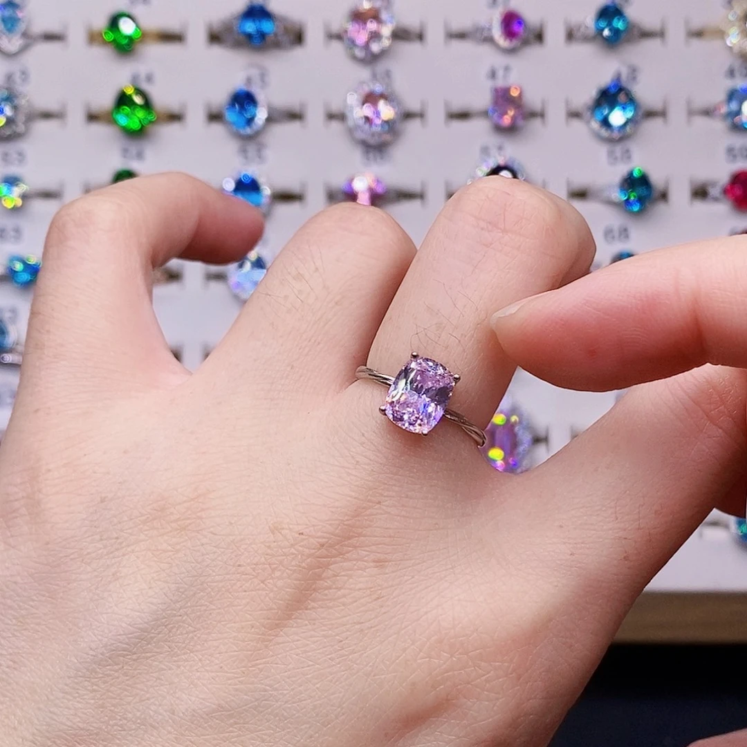 银S925镶嵌戒圈海蓝宝石