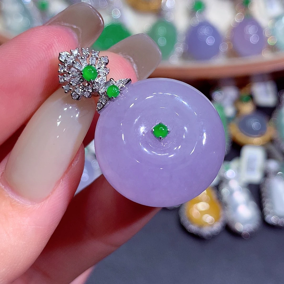 吊坠(不含链)18K金镶嵌翡翠