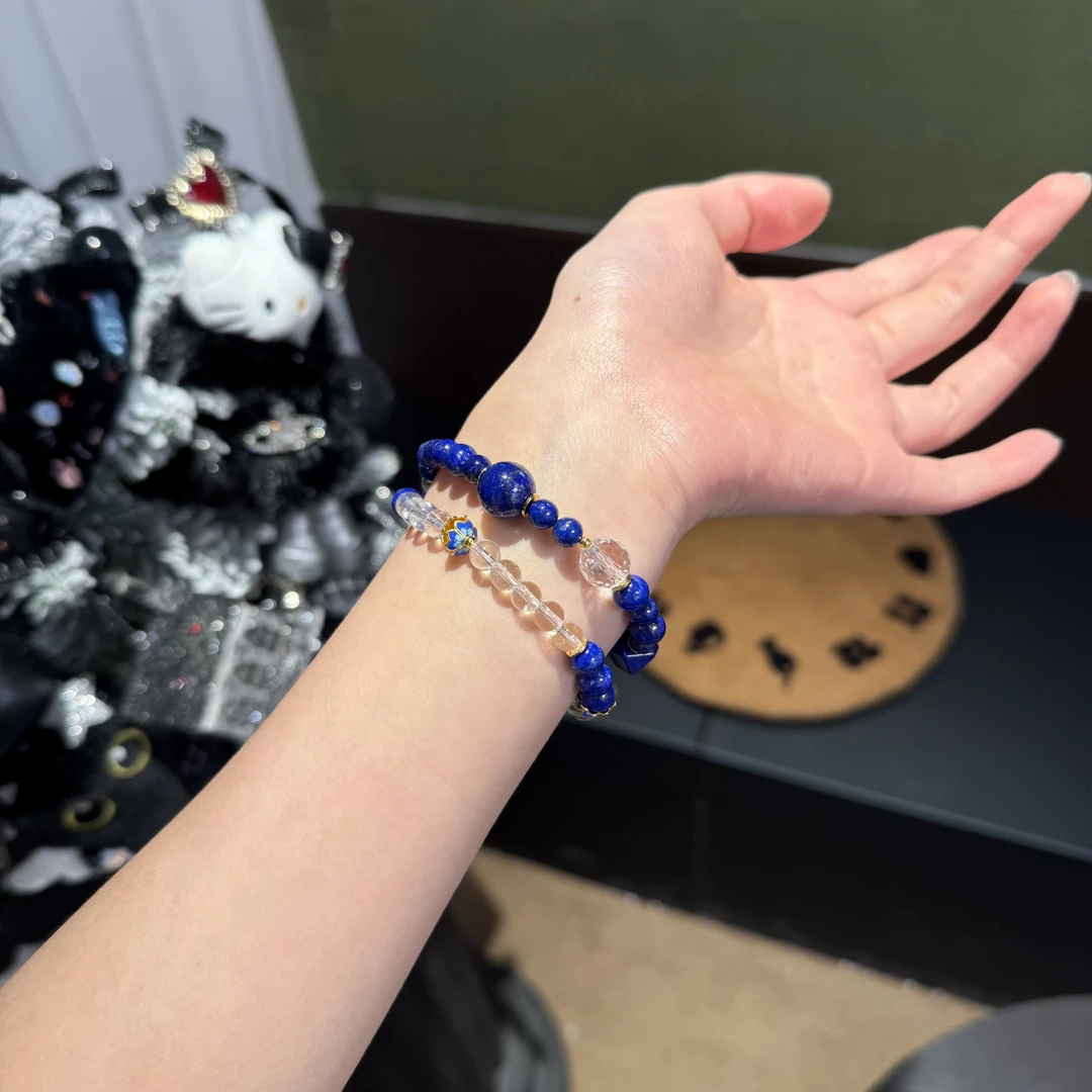 F*青金碎光*天然青金石白水双圈手串 多样性发其一