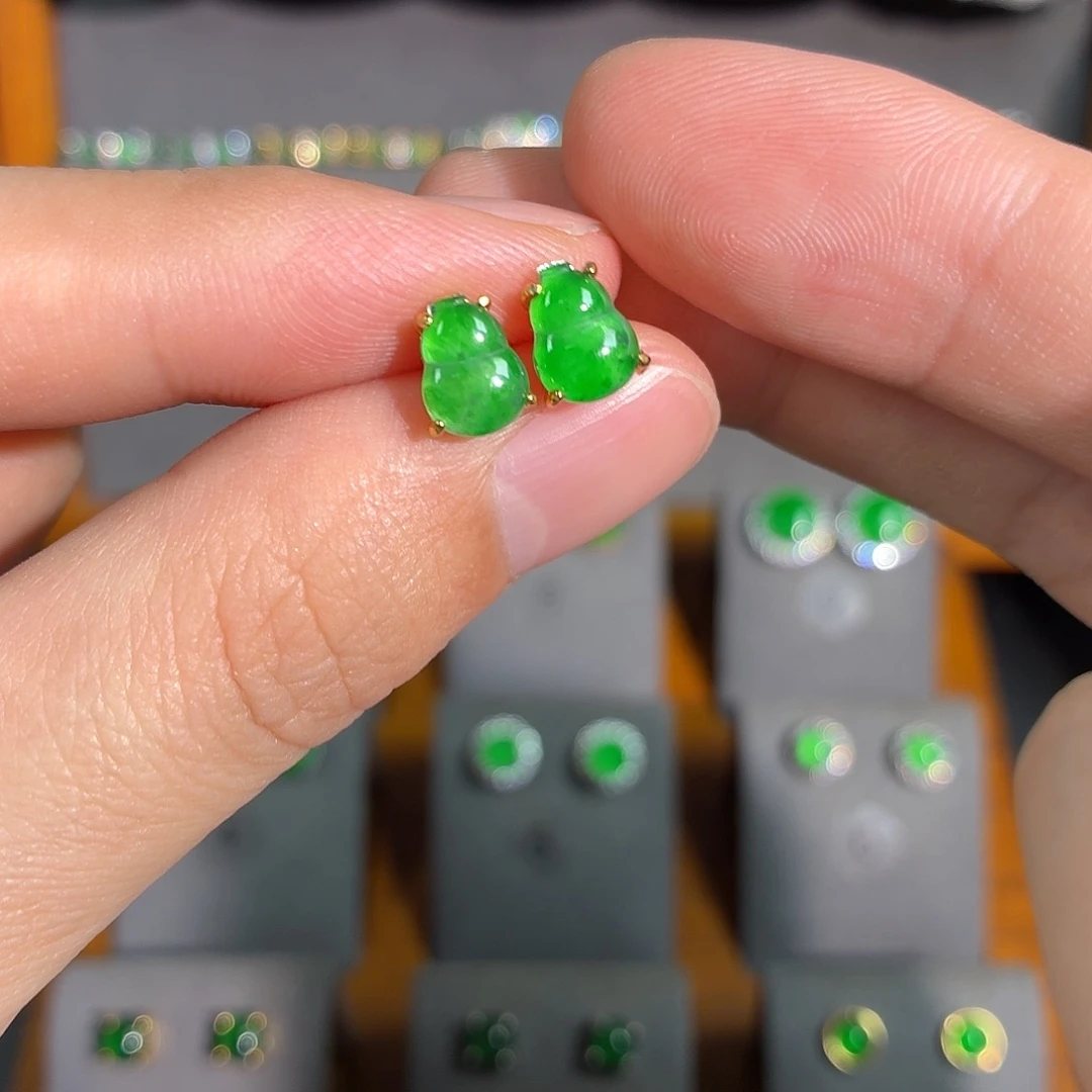 翡翠银S925镶嵌耳饰耳饰