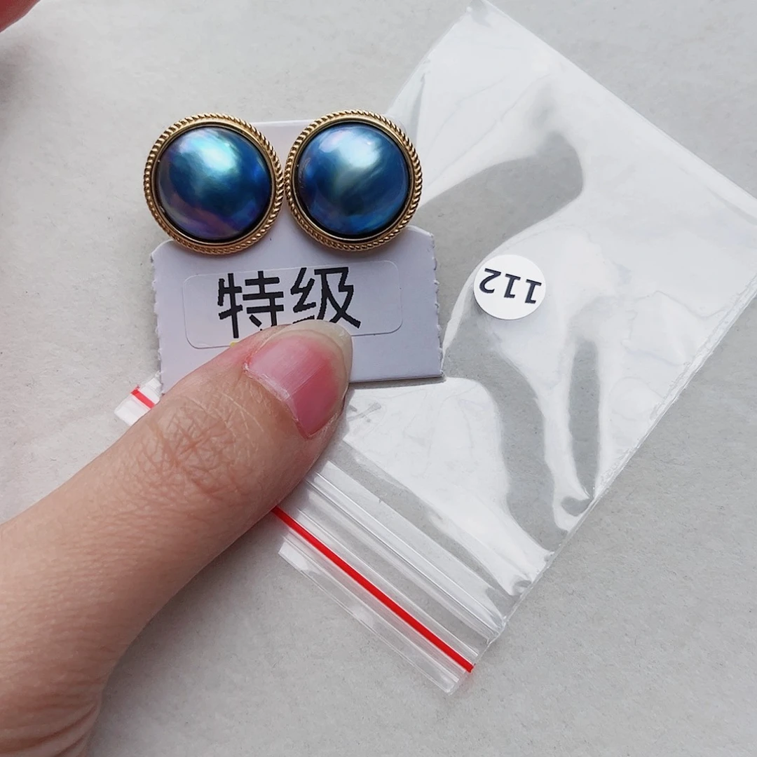 耳饰银S925镶嵌拼合珍珠（马贝珠）爱****可