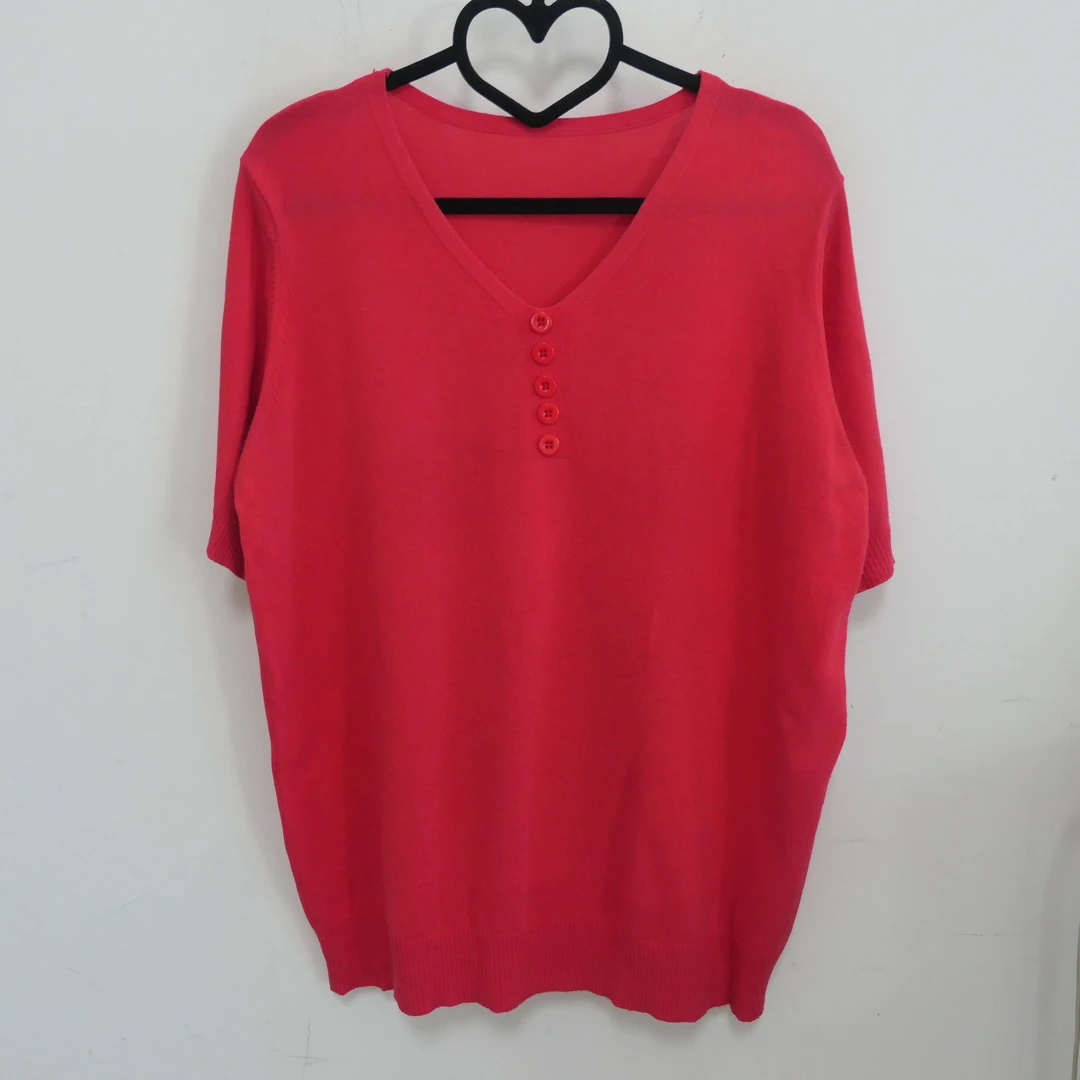 XXF-105五扣V领半袖针织衫