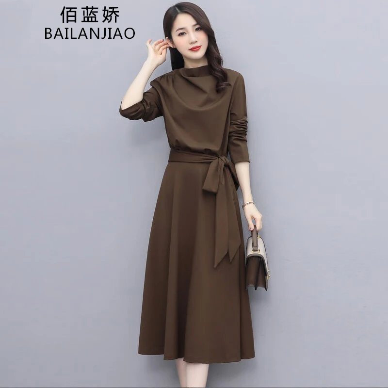 高端气质女神范长袖连衣裙2025春秋季新款女装小个子法式显瘦裙子