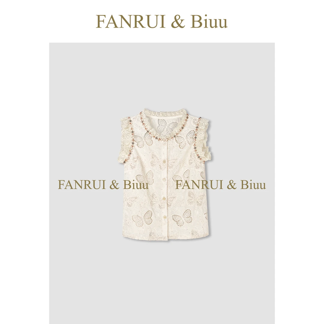 FANRUI/泛芮「浮梦流纱」波西米亚设计感蝴蝶镂空无袖女上衣B16447