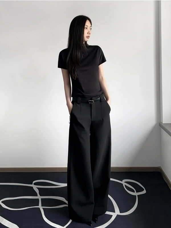 裤长112cm高个子加长黑色高级感宽松西装裤超长高智感拖地休闲裤