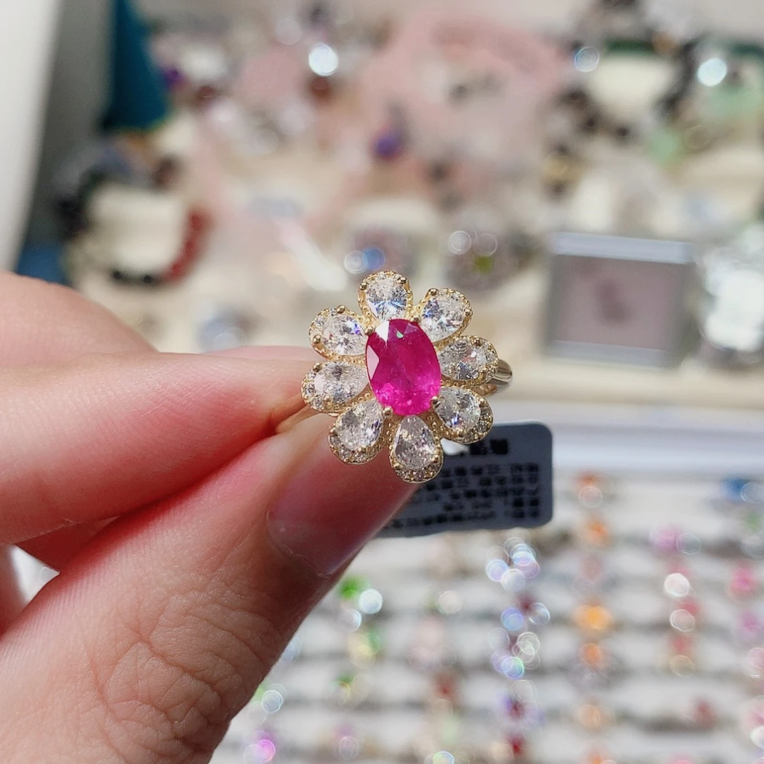 银S925镶嵌戒指红宝石