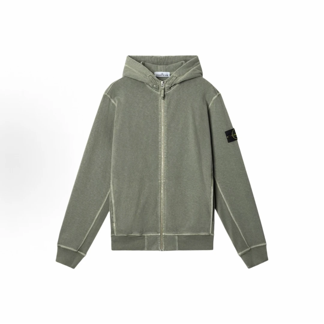 现货Stone Island石头岛外缝线针织质感拉链连帽卫衣 25款 麝香绿