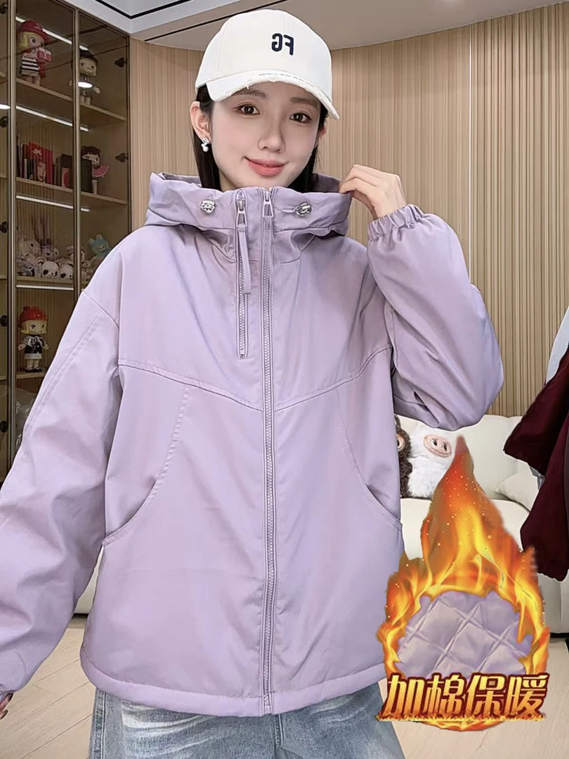 加棉加厚短款冲锋衣秋冬外套二棉夹克上衣