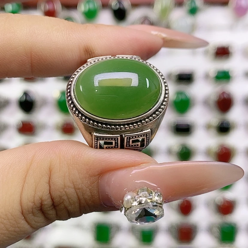【闪购商品】银S925镶嵌戒指和田玉张*鱼
