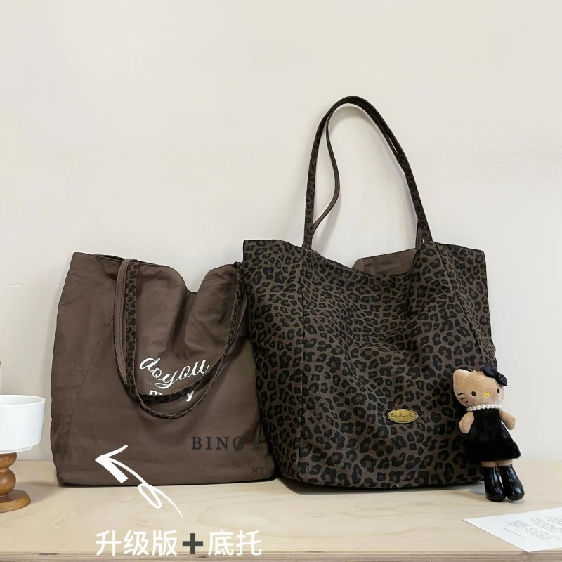 新款双面背韩版豹纹单肩包大容量防水包包ins风简约学生休闲包