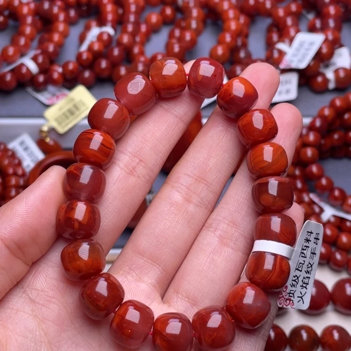 南红玛瑙未镶嵌其他11mm精品瓦西玫红火焰纹
