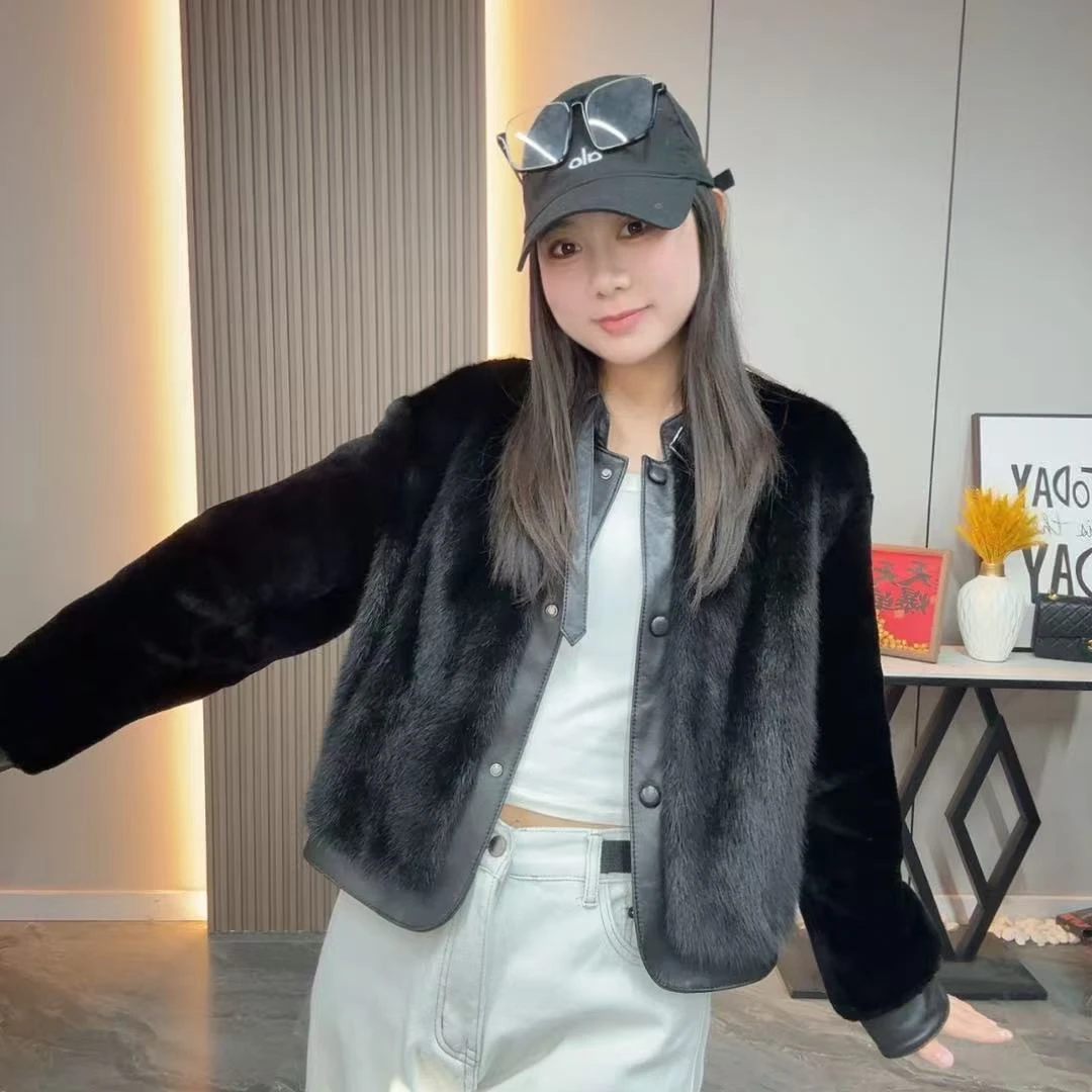 【自愈】海宁新款实体店版本A级皮前身貂皮皮毛一体外套