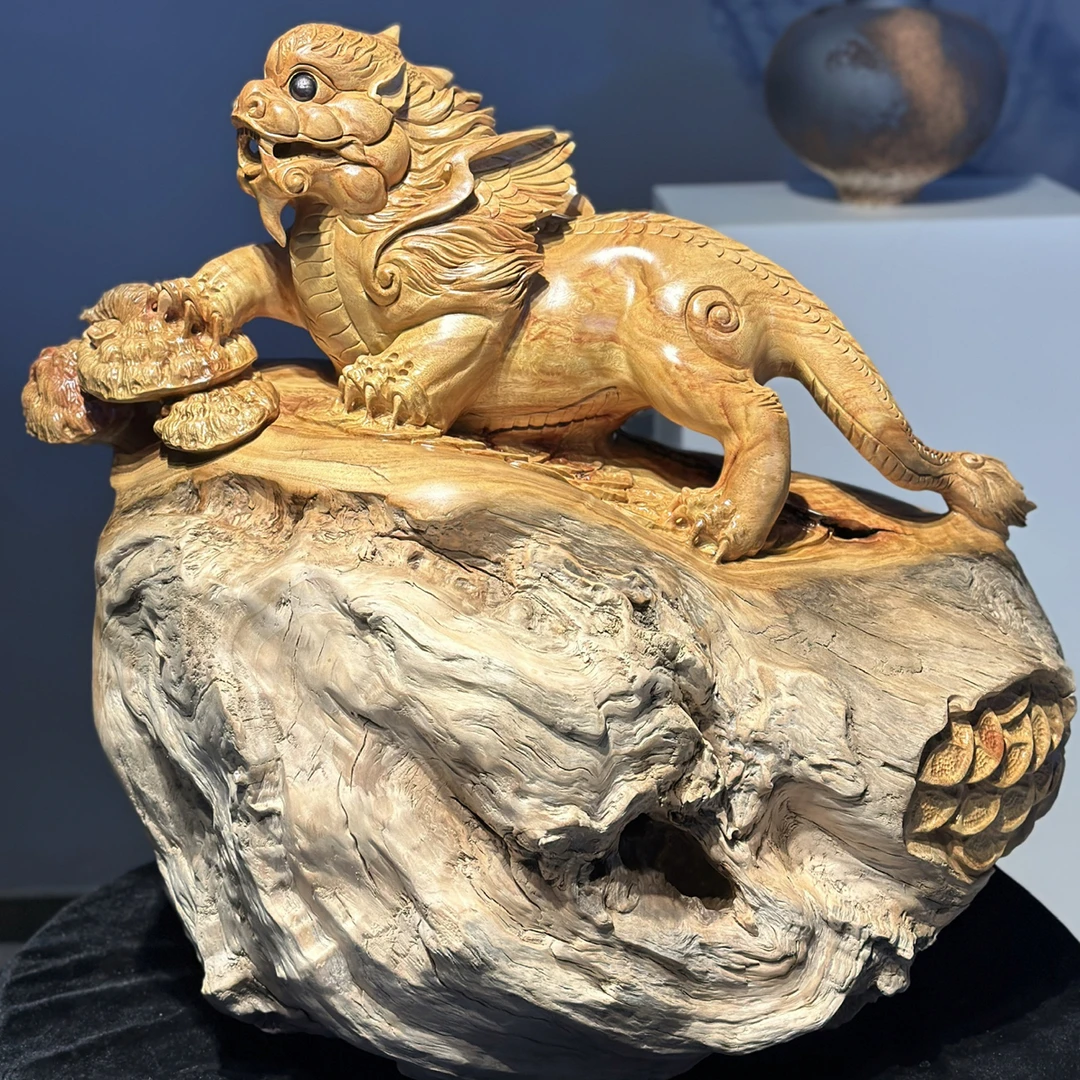 根雕摆件 瘤苞摆件招财貔貅 貔貅摆件