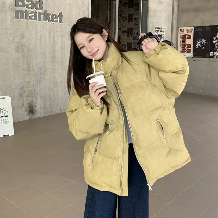 C-9227大码冬季新款立领棉衣保暖宽松加厚面包服棉袄