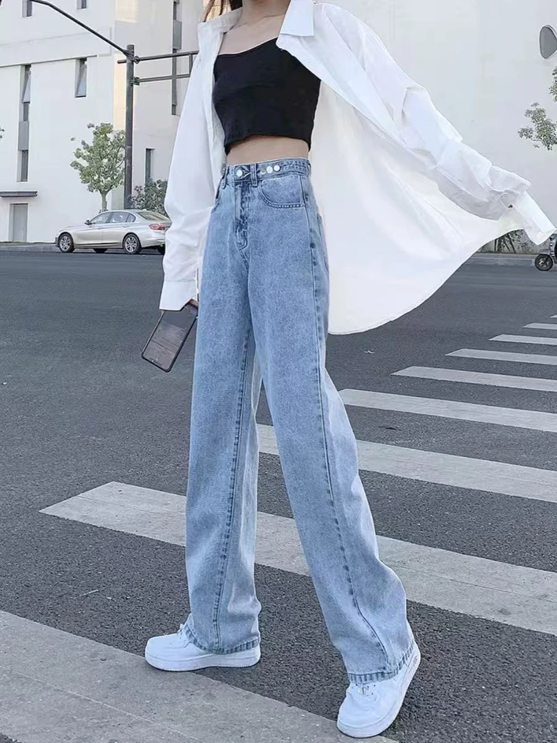 2025牛仔裤阔腿牛仔春秋显瘦小个子高腰百搭厚款