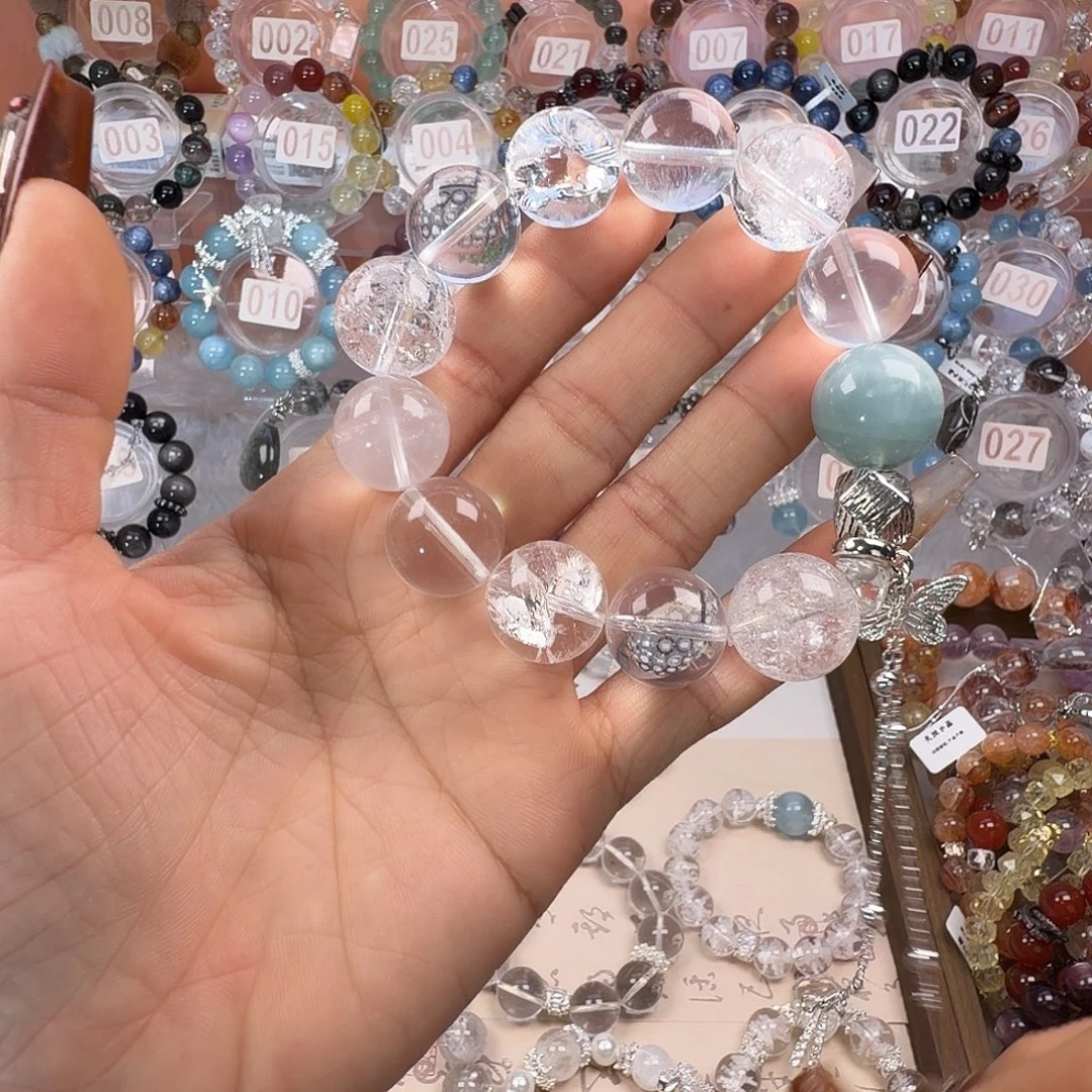 手链水晶合金奶白晶➕海蓝宝