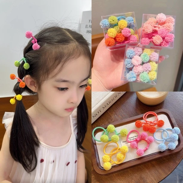韩国儿童发圈彩色球球女童发饰可爱宝宝扎头发皮筋头绳不伤发头饰