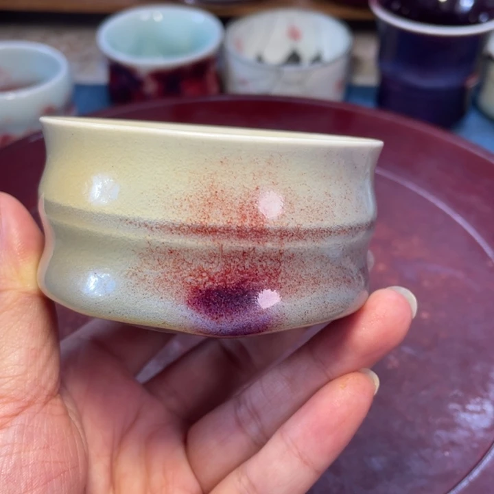 摆件钧瓷手拉坯竹节杯