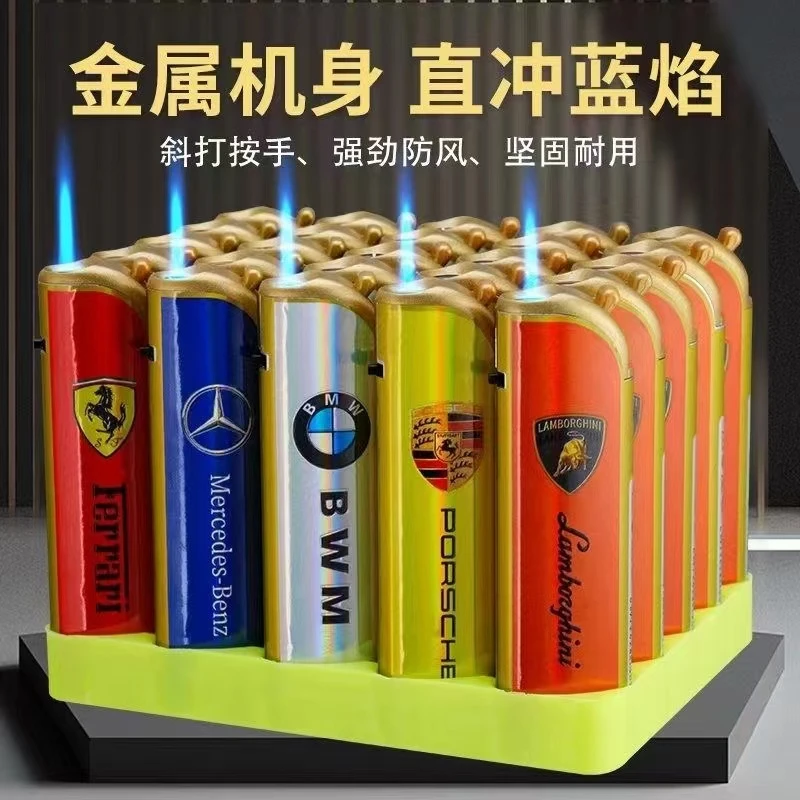 金属新款创意打火机铁壳防风防爆直冲充气加厚定制耐用批发个性潮