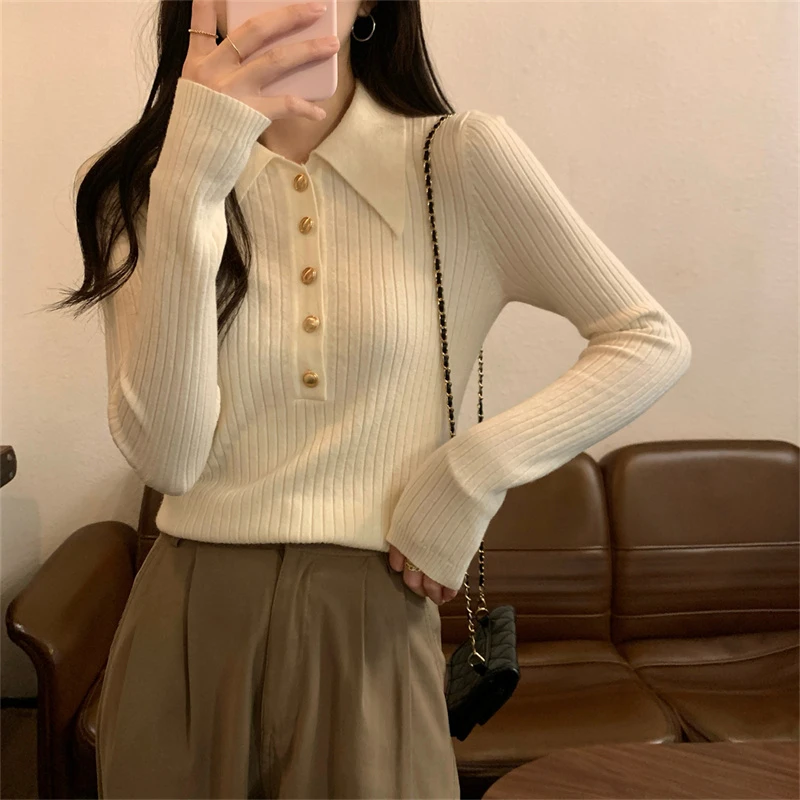 职业阿玛诗官2025秋冬季新款POLO领毛衣 韩版修身羊毛打底毛衣女