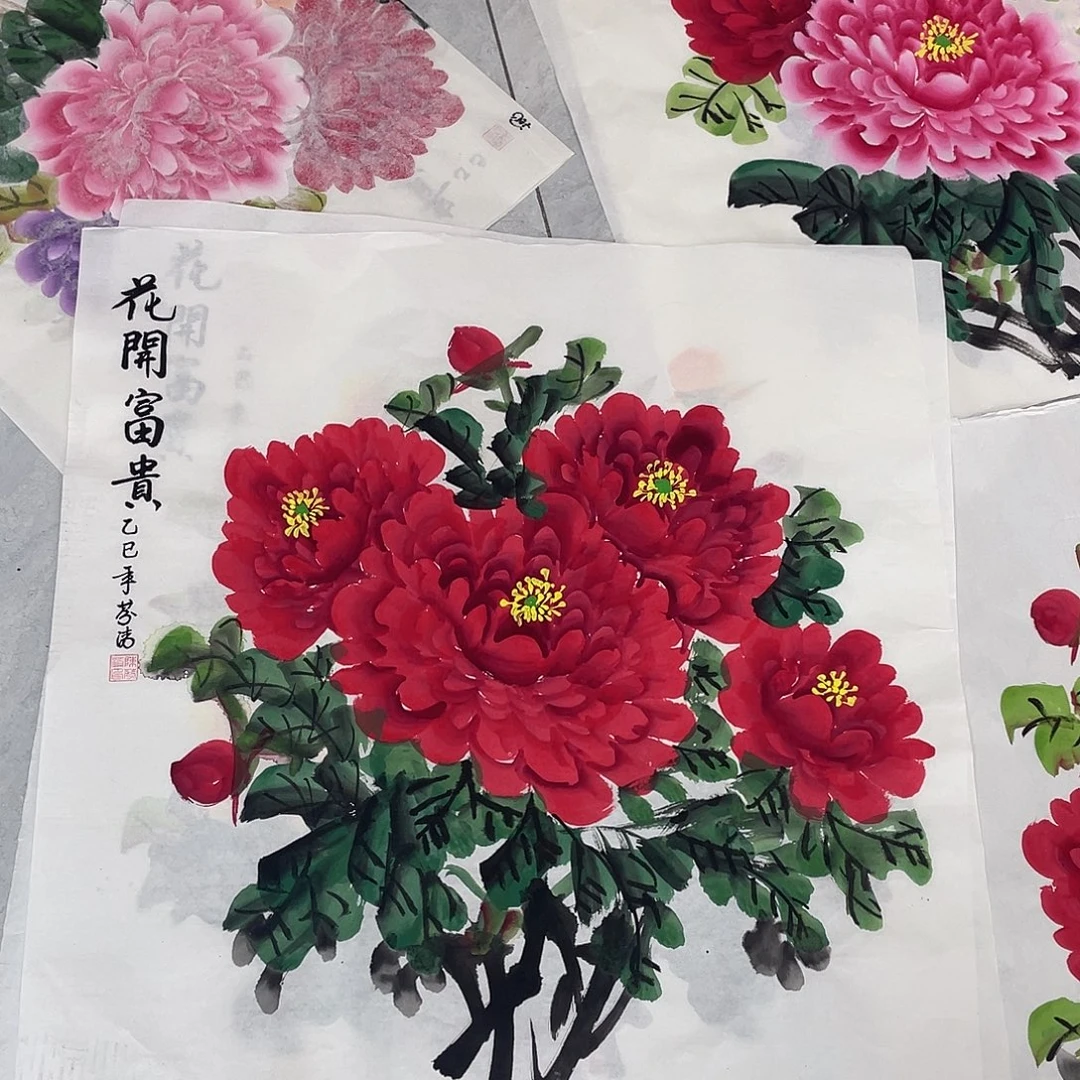 国画国画作品原稿70红色