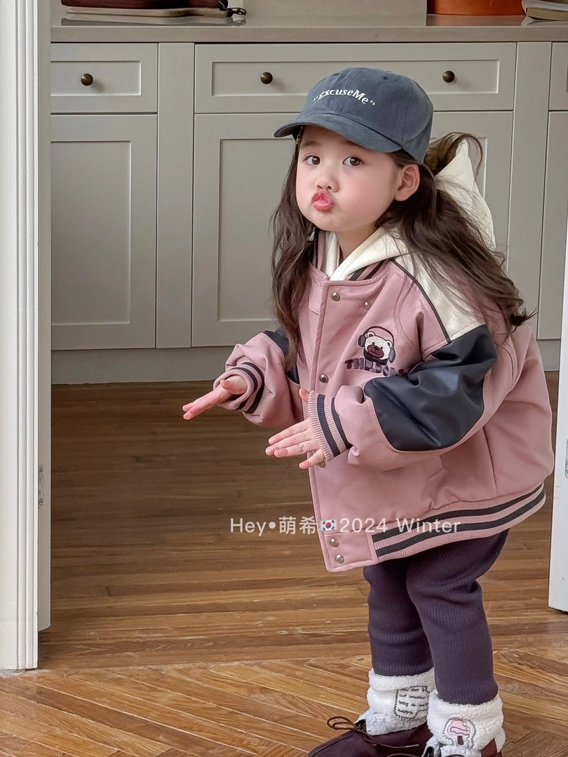 【萌希】2024冬款夹棉皮衣外套