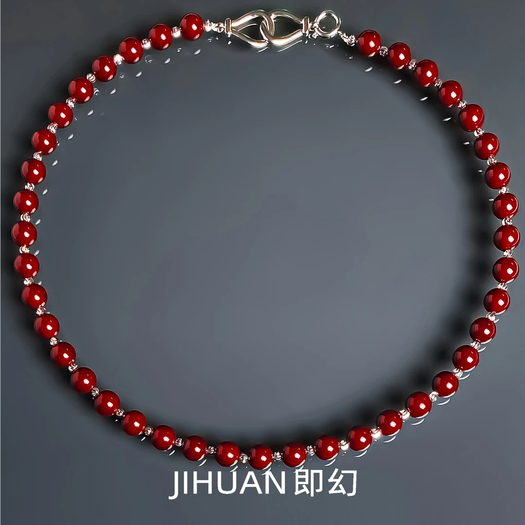 铜合金项链 红珠珠项链百搭精致时尚气质手工项链 9534
