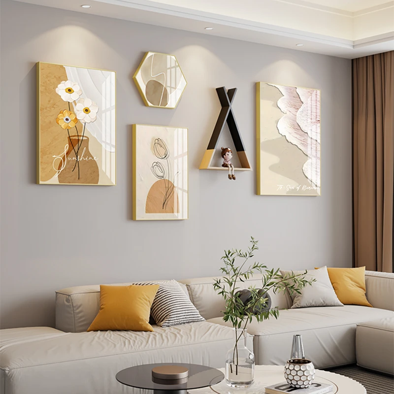 北欧客厅装饰画小清新壁画现代简约高级感沙发背景墙餐厅挂画组合